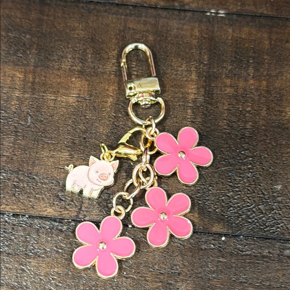 Floral & Piggy Bag Charm - Picture 1 of 2